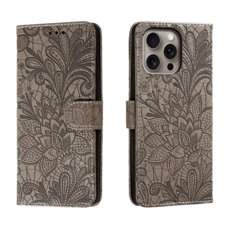 Lace Flower Embossing Flip Leather Phone Case, For iPhone 18 Pro / 17 Pro, For iPhone 18 Pro Max ...
