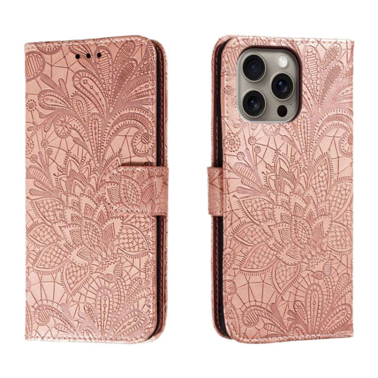 Lace Flower Embossing Flip Leather Phone Case, For iPhone 18 Pro / 17 Pro, For iPhone 18 Pro Max ...