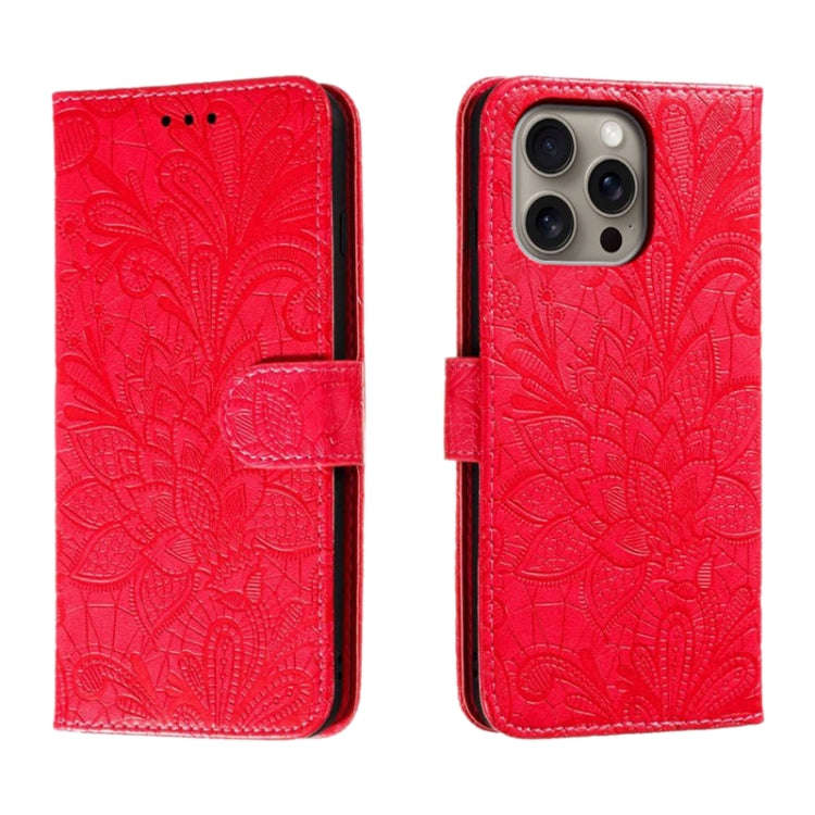 Lace Flower Embossing Flip Leather Phone Case, For iPhone 18 Pro / 17 Pro, For iPhone 18 Pro Max ...