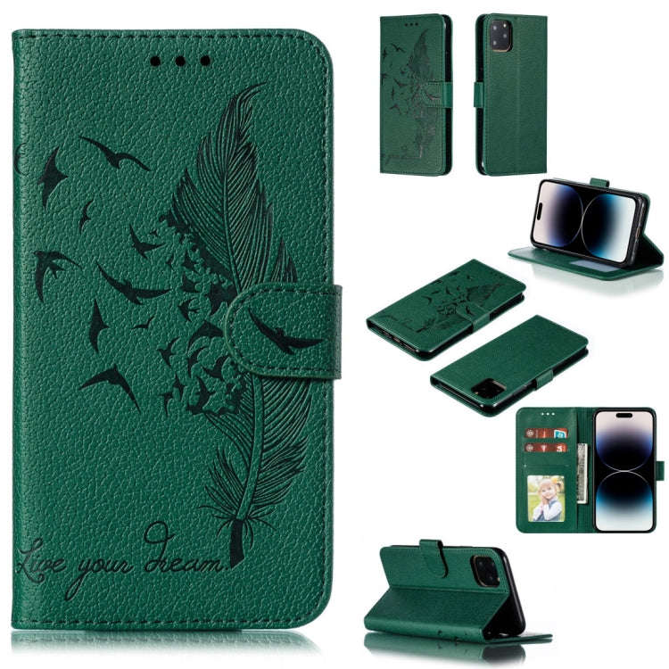 Feather Pattern Litchi Texture Leather Phone Case, For iPhone 17 Pro Max, For iPhone 17 Pro, For ...