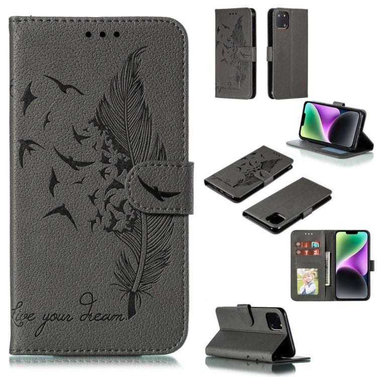 Feather Pattern Litchi Texture Leather Phone Case, For iPhone 17 Pro Max, For iPhone 17 Pro, For ...