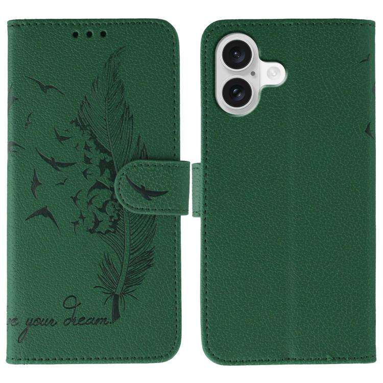 Feather Pattern Litchi Texture Leather Phone Case, For iPhone 17 Pro Max, For iPhone 17 Pro, For ...