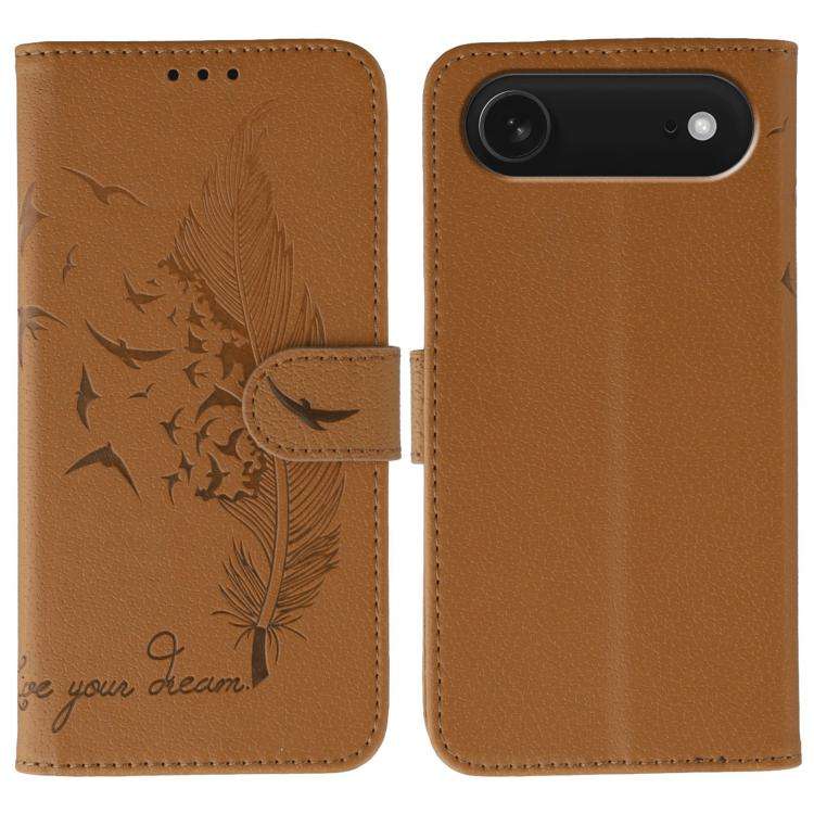 Feather Pattern Litchi Texture Leather Phone Case, For iPhone 17 Pro Max, For iPhone 17 Pro, For ...