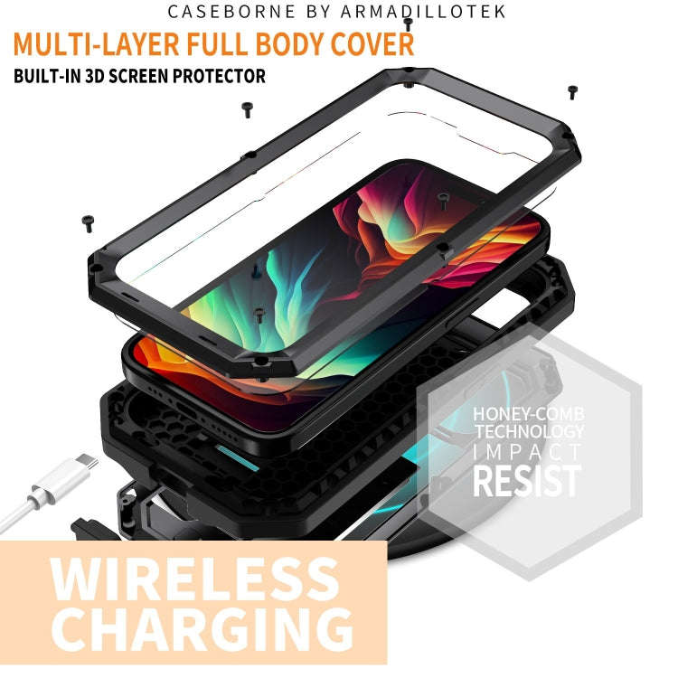 R-JUST Sliding Camera IP54 Life Waterproof Holder Phone Case, For iPhone 15 Pro, For iPhone 15 Pl...