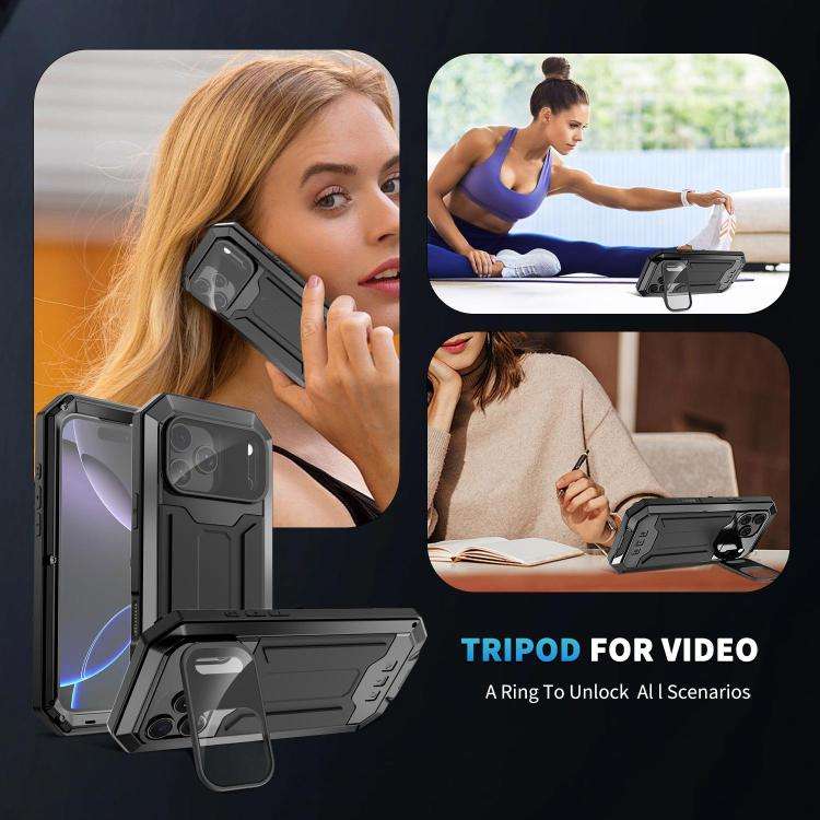 R-JUST Sliding Camera IP54 Life Waterproof Holder Phone Case, For iPhone 18 Pro, For iPhone 18 Pr...