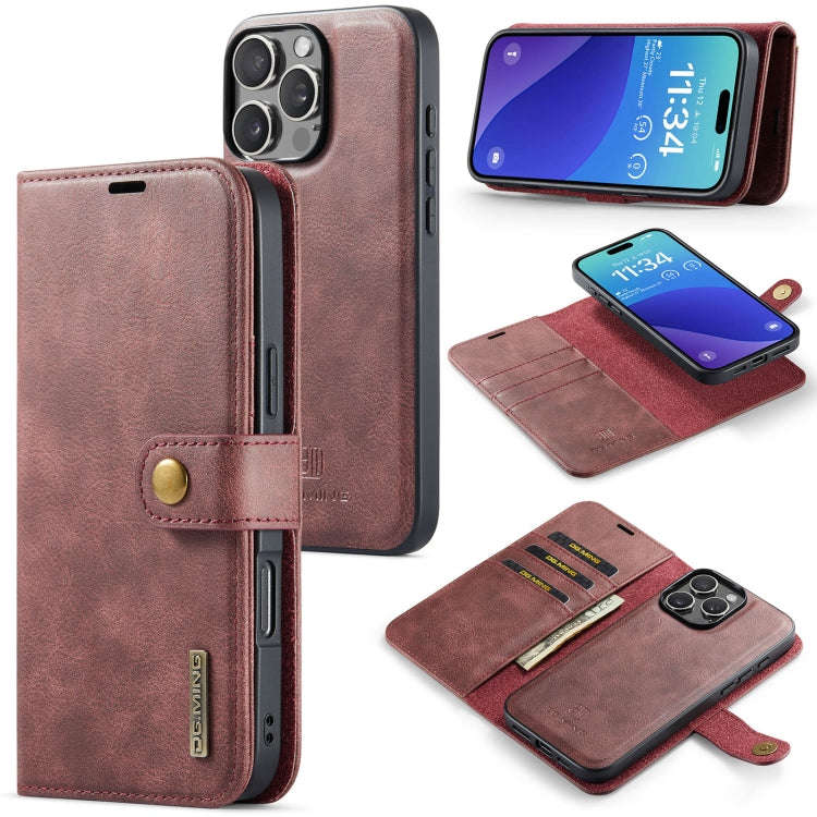 DG.MING Crazy Horse Texture Detachable Magnetic Leather Phone Case, For iPhone 18 Pro / 17 Pro, F...