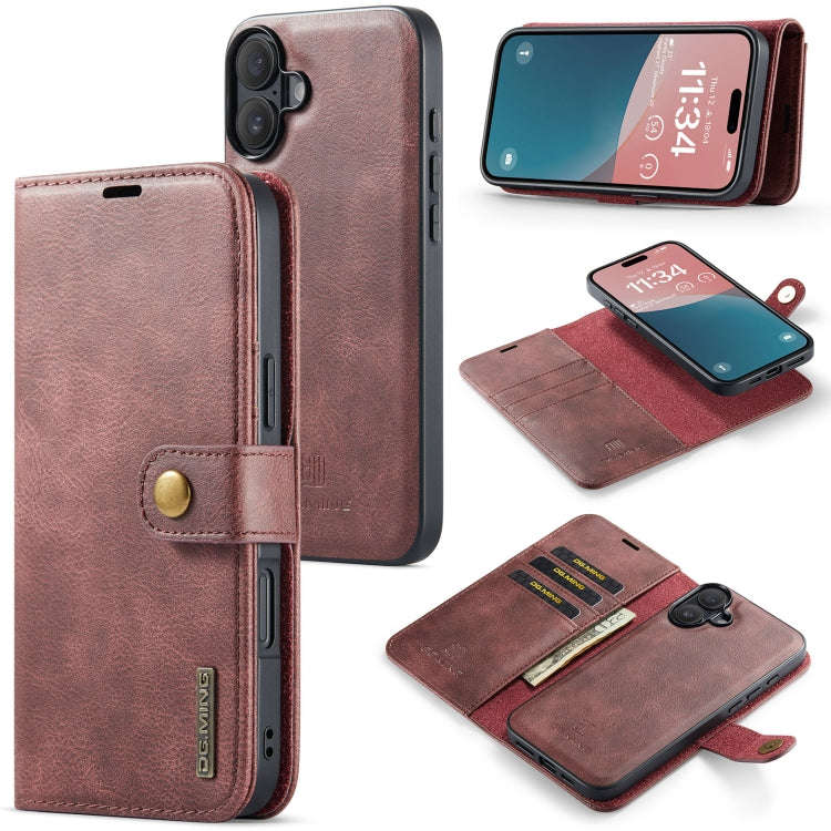 DG.MING Crazy Horse Texture Detachable Magnetic Leather Phone Case, For iPhone 18 Pro / 17 Pro, F...