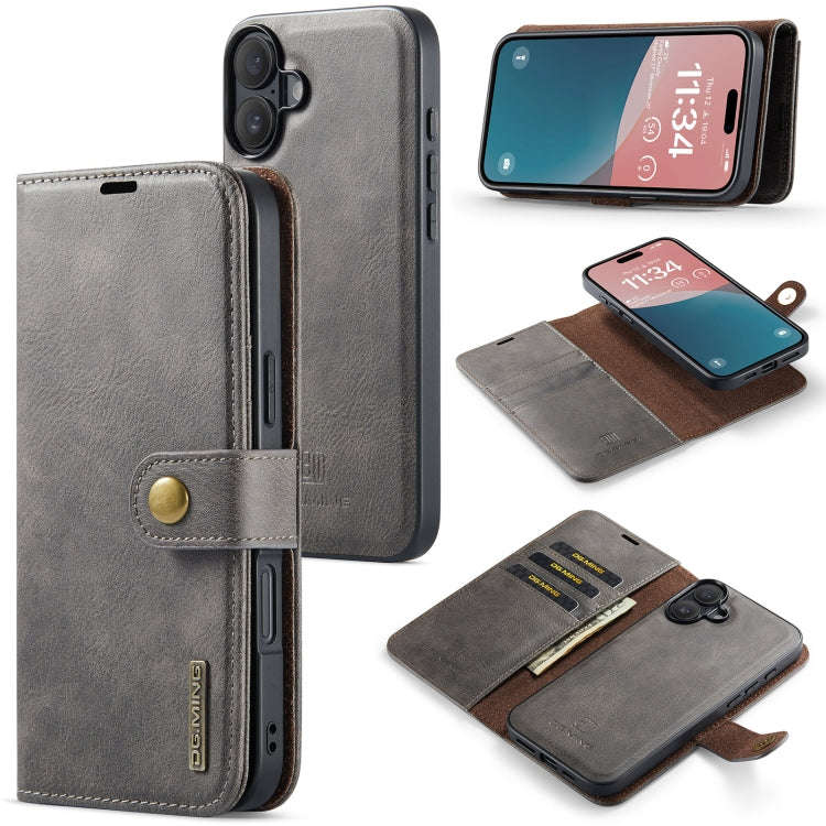 DG.MING Crazy Horse Texture Detachable Magnetic Leather Phone Case, For iPhone 18 Pro / 17 Pro, F...