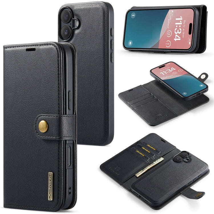 DG.MING Crazy Horse Texture Detachable Magnetic Leather Phone Case, For iPhone 18 Pro / 17 Pro, F...