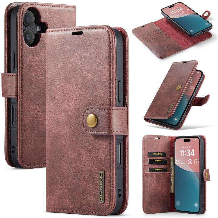 DG.MING Crazy Horse Texture Detachable Magnetic Leather Phone Case, For iPhone 18 Pro / 17 Pro, F...