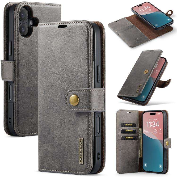 DG.MING Crazy Horse Texture Detachable Magnetic Leather Phone Case, For iPhone 18 Pro / 17 Pro, F...
