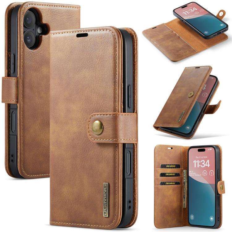 DG.MING Crazy Horse Texture Detachable Magnetic Leather Phone Case, For iPhone 18 Pro / 17 Pro, F...