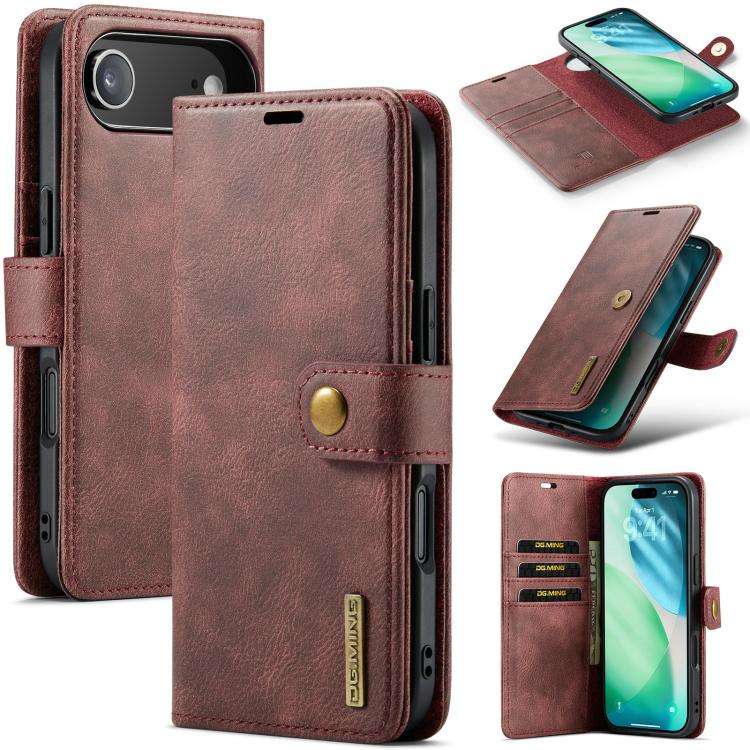 DG.MING Crazy Horse Texture Detachable Magnetic Leather Phone Case, For iPhone 18 Pro / 17 Pro, F...