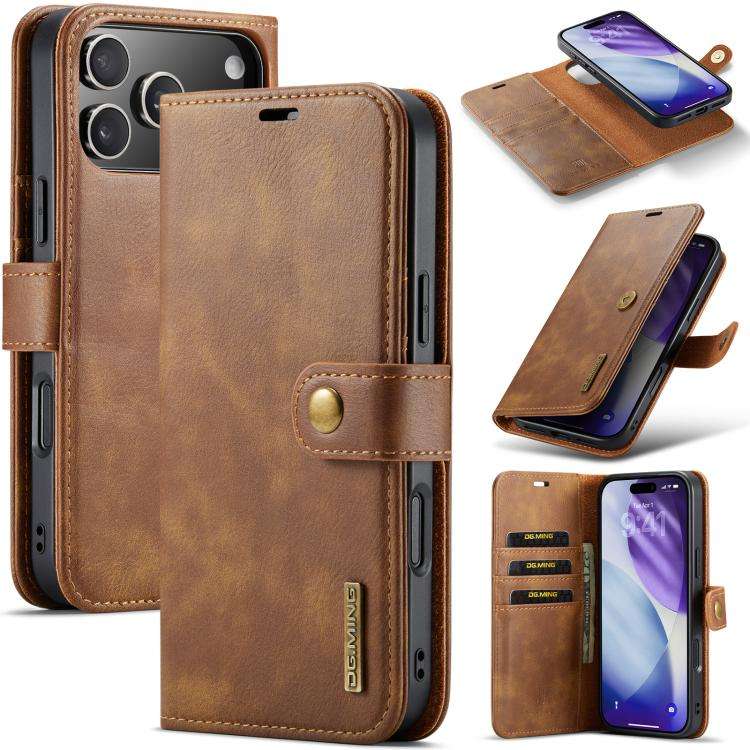 DG.MING Crazy Horse Texture Detachable Magnetic Leather Phone Case, For iPhone 18 Pro / 17 Pro, F...