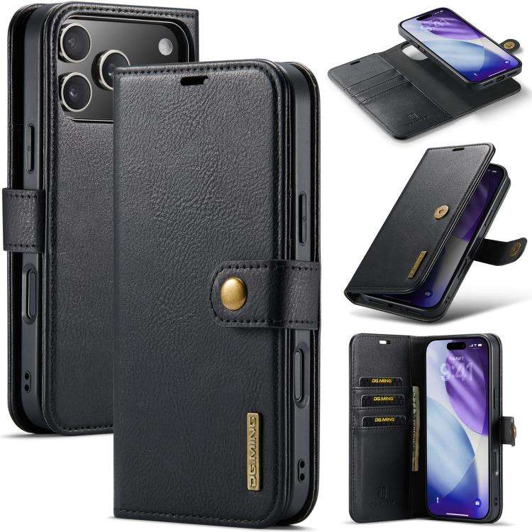 DG.MING Crazy Horse Texture Detachable Magnetic Leather Phone Case, For iPhone 18 Pro / 17 Pro, F...