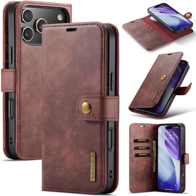 DG.MING Crazy Horse Texture Detachable Magnetic Leather Phone Case, For iPhone 18 Pro / 17 Pro, F...
