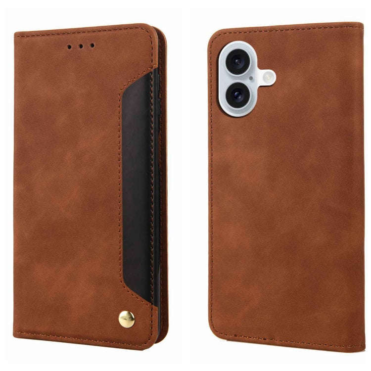 Skin Feel Splicing Leather Phone Case, For iPhone 16, For iPhone 15 Pro Max, For iPhone 15 Pro, F...