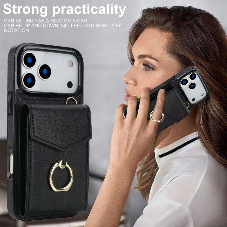 Ring Holder RFID Card Slot Phone Case, For iPhone 18 Pro / 17 Pro, For iPhone 18 Pro Max / 17 Pro...