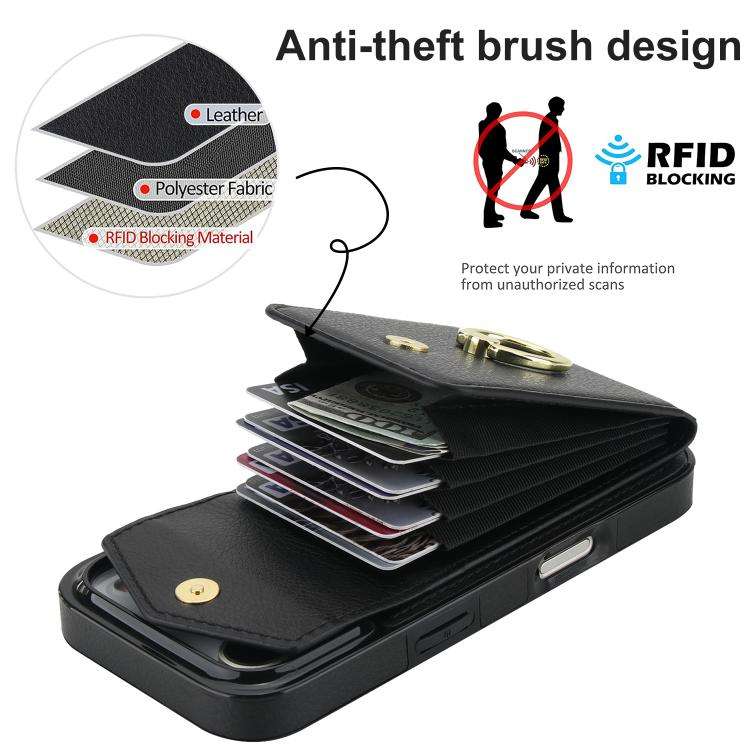 Ring Holder RFID Card Slot Phone Case, For iPhone 18 Pro / 17 Pro, For iPhone 18 Pro Max / 17 Pro...