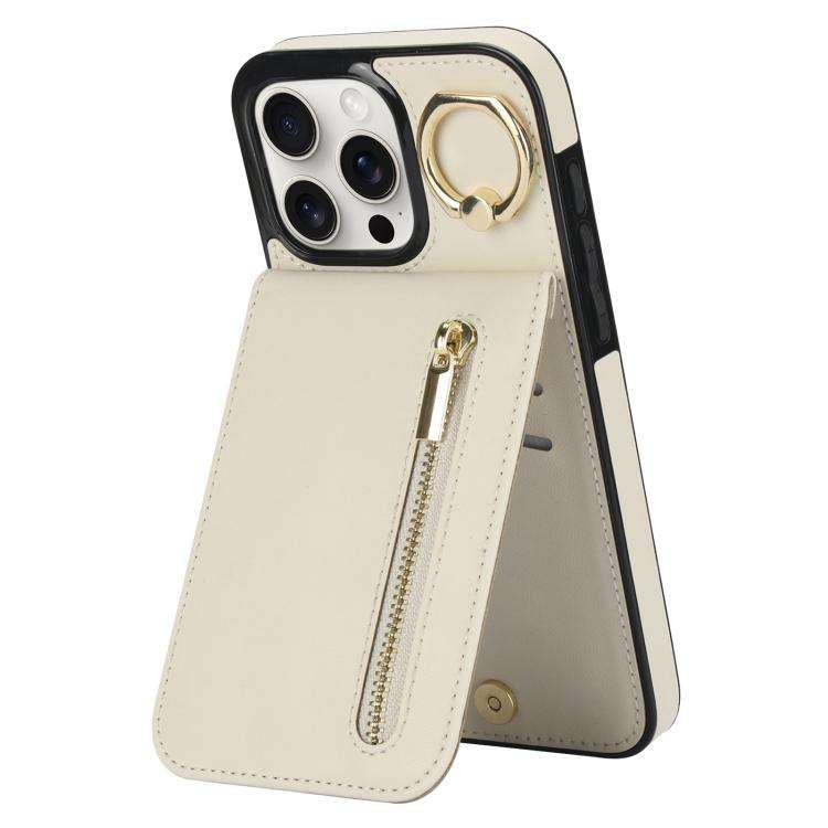 Retro Ring and Zipper RFID Card Slot Phone Case, For iPhone 16 Pro, For iPhone 16 Plus, For iPhon...