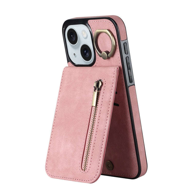 Retro Ring and Zipper RFID Card Slot Phone Case, For iPhone 16 Pro, For iPhone 16 Plus, For iPhon...
