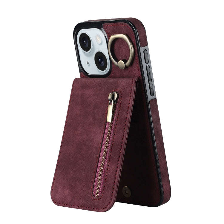Retro Ring and Zipper RFID Card Slot Phone Case, For iPhone 16 Pro, For iPhone 16 Plus, For iPhon...