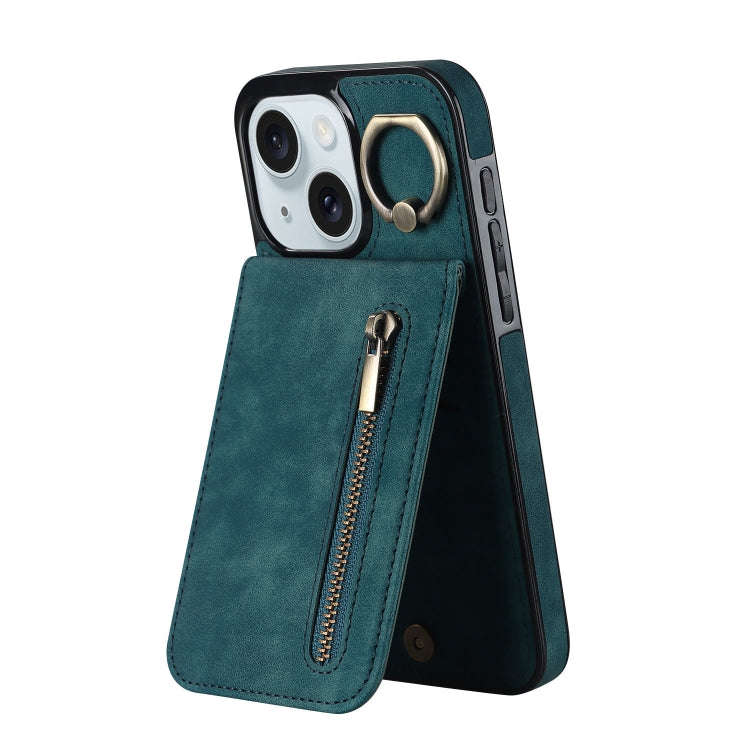 Retro Ring and Zipper RFID Card Slot Phone Case, For iPhone 16 Pro, For iPhone 16 Plus, For iPhon...