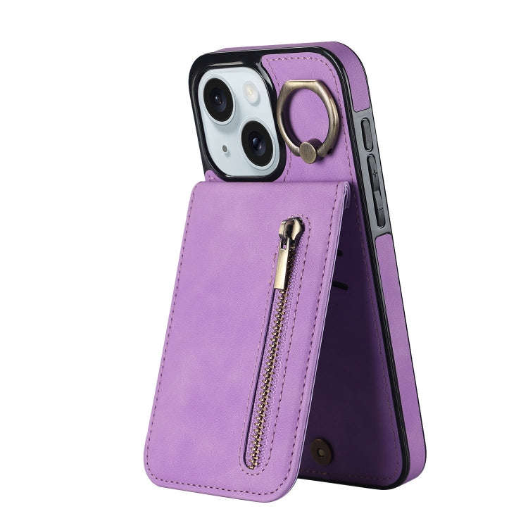 Retro Ring and Zipper RFID Card Slot Phone Case, For iPhone 16 Pro, For iPhone 16 Plus, For iPhon...