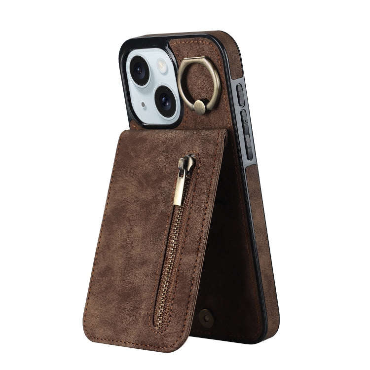 Retro Ring and Zipper RFID Card Slot Phone Case, For iPhone 16 Pro, For iPhone 16 Plus, For iPhon...