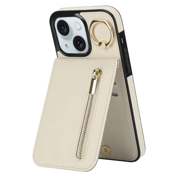 Retro Ring and Zipper RFID Card Slot Phone Case, For iPhone 16 Pro, For iPhone 16 Plus, For iPhon...