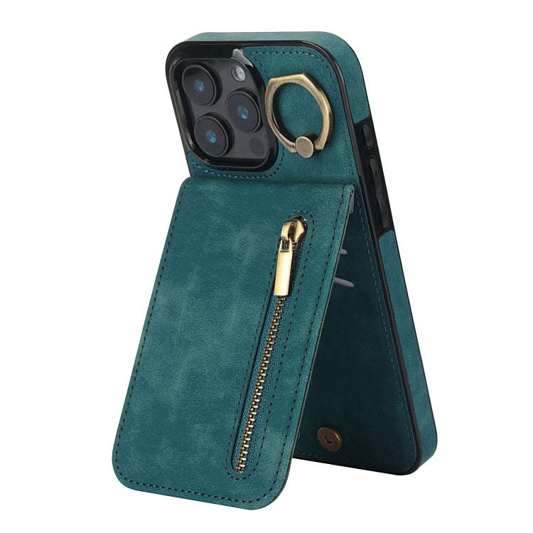 Retro Ring and Zipper RFID Card Slot Phone Case, For iPhone 18 Pro / 17 Pro, For iPhone 18 Pro Ma...