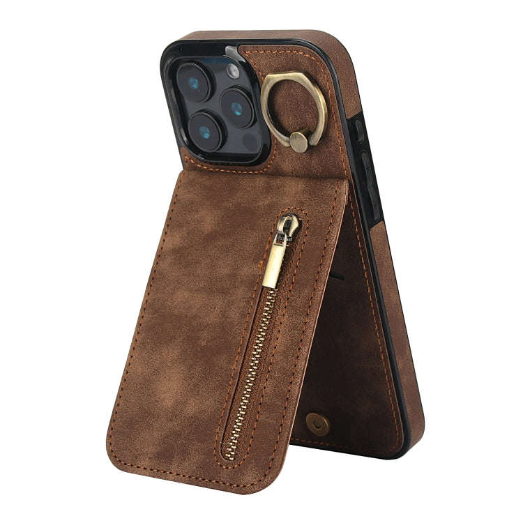 Retro Ring and Zipper RFID Card Slot Phone Case, For iPhone 18 Pro / 17 Pro, For iPhone 18 Pro Ma...