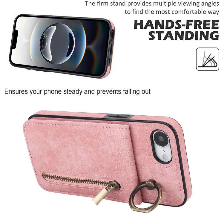 Retro Ring and Zipper RFID Card Slot Phone Case, For iPhone 17e / 16e, For iPhone 17 Pro Max, For...