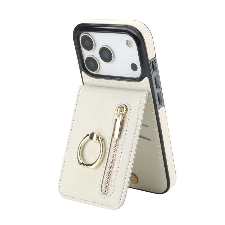 Retro Ring and Zipper RFID Card Slot Phone Case, For iPhone 18 Pro / 17 Pro, For iPhone 18 Pro Ma...