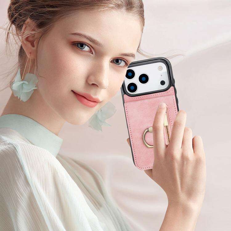 Retro Ring and Zipper RFID Card Slot Phone Case, For iPhone 18 Pro / 17 Pro, For iPhone 18 Pro Ma...