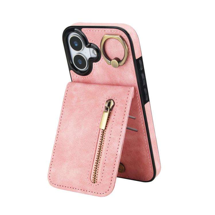Retro Ring and Zipper RFID Card Slot Phone Case, For iPhone 18 Pro / 17 Pro, For iPhone 18 Pro Ma...