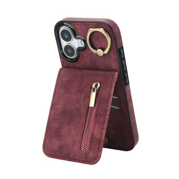 Retro Ring and Zipper RFID Card Slot Phone Case, For iPhone 18 Pro / 17 Pro, For iPhone 18 Pro Ma...