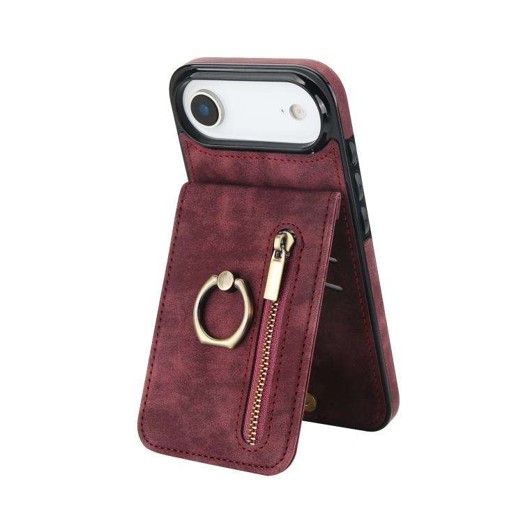 Retro Ring and Zipper RFID Card Slot Phone Case, For iPhone 18 Pro / 17 Pro, For iPhone 18 Pro Ma...