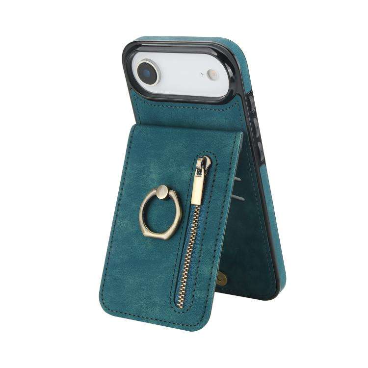 Retro Ring and Zipper RFID Card Slot Phone Case, For iPhone 18 Pro / 17 Pro, For iPhone 18 Pro Ma...