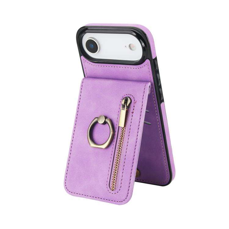 Retro Ring and Zipper RFID Card Slot Phone Case, For iPhone 18 Pro / 17 Pro, For iPhone 18 Pro Ma...