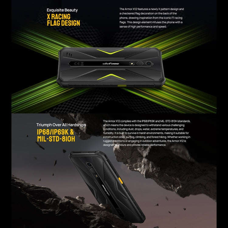 Ulefone Armor X12, Rugged Phone, Face Unlock, 5.45 inch Android 13 Go MediaTek Helio A22 Quad Cor...
