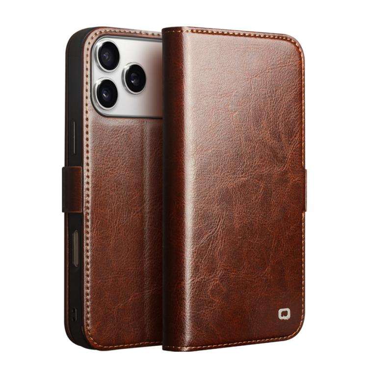 QIALINO Classic 103 Buckle Genuine Leather Phone Case, For iPhone 18 Pro, For iPhone 18 Pro Max, ...