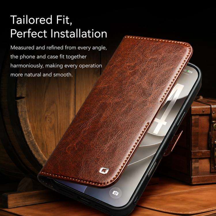 QIALINO Classic 103 Buckle Genuine Leather Phone Case, For iPhone 18 Pro, For iPhone 18 Pro Max, ...