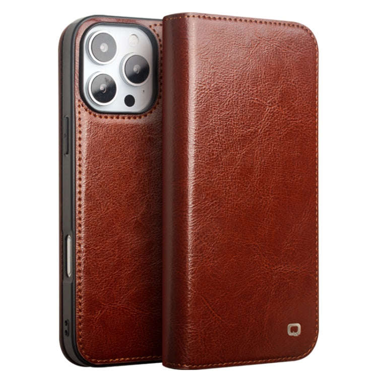 QIALINO Classic Genuine Leather Phone Case, For iPhone 18 Pro / 17 Pro, For iPhone 18 Pro Max / 1...