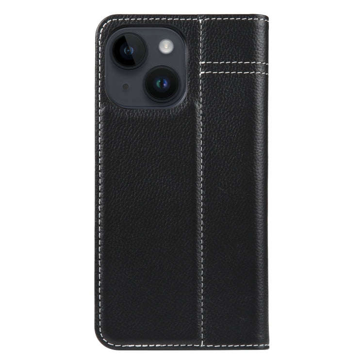 GEBEI Top-grain Horizontal Flip Leather Phone Case, For iPhone 15