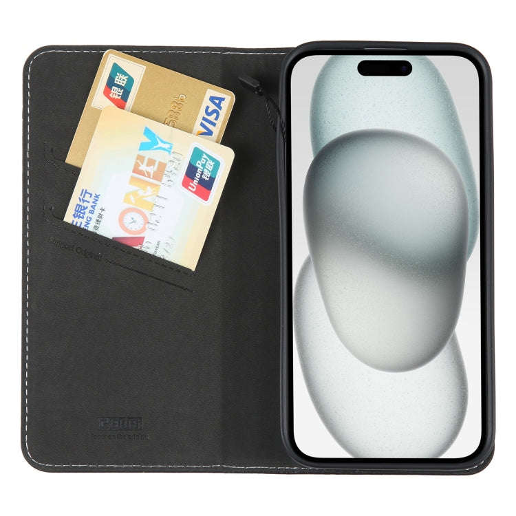 GEBEI Top-grain Horizontal Flip Leather Phone Case, For iPhone 15