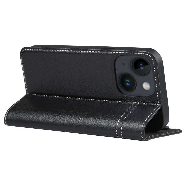 GEBEI Top-grain Horizontal Flip Leather Phone Case, For iPhone 15