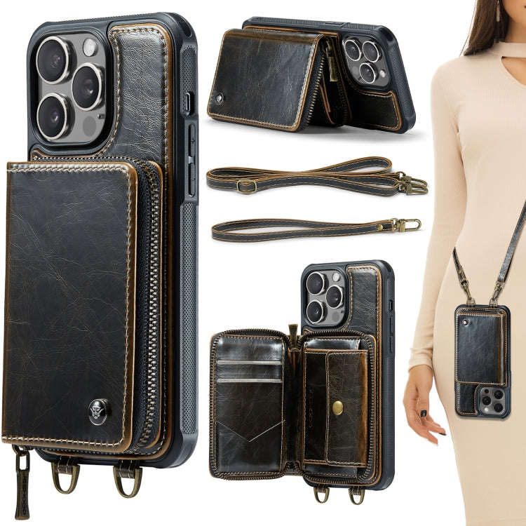 JEEHOOD C22 Series Zipper Wallet Leather Phone Case with Dual Lanyard, For iPhone 17 Pro Max, For...
