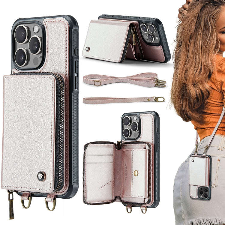 JEEHOOD C22 Series Zipper Wallet Leather Phone Case with Dual Lanyard, For iPhone 17 Pro Max, For...