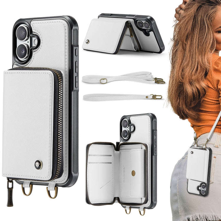 JEEHOOD C22 Series Zipper Wallet Leather Phone Case with Dual Lanyard, For iPhone 17 Pro Max, For...